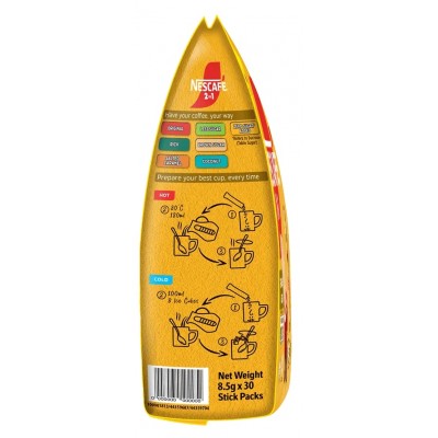 Nescafe 2-in-1 Zero Sugar Added Instant Coffee 8.5g (30 Sachets)