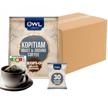 Owl 2-in-1 Kopitam Roast & Ground Coffee Bags Kopi-O (20 Packs, 30 Sachets Each)