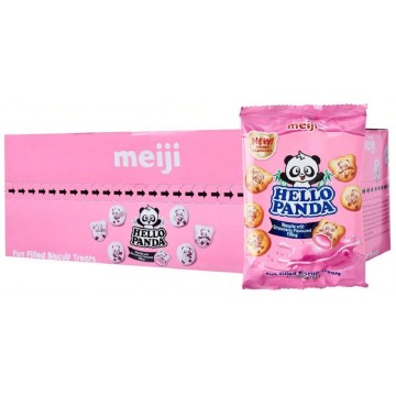 Meiji Hello Panda Biscuits - Strawberry  (24 Packets) 32g