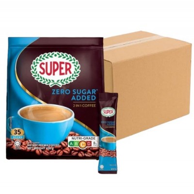 Super 2-in-1 Coffee Zero Sugar (20 Packs, 30 Sachets Each)