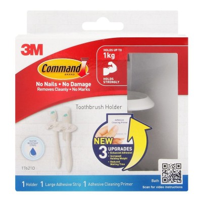 3M Command 17621D Damage-Free Hanging Primer Toothbrush Holder 1kg