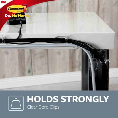 3M Command 17017CLR Damage-Free Hanging Clear Round Cord Clips 4'S