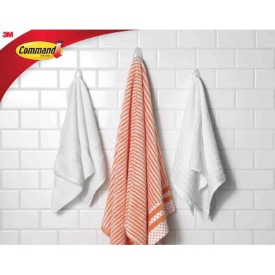 3M Command BATH17-ES Damage-Free Hanging Bathroom Towel Hook w/Water Resistant Strip Large 2kg