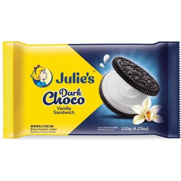 Julie's Dark Choco Vanilla Sandwich Biscuits (24 Packets) 120g