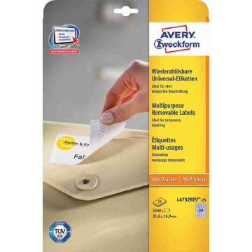 Avery Removable Multi-Purpose Labels 2000'S (35.6 x 16.9mm)