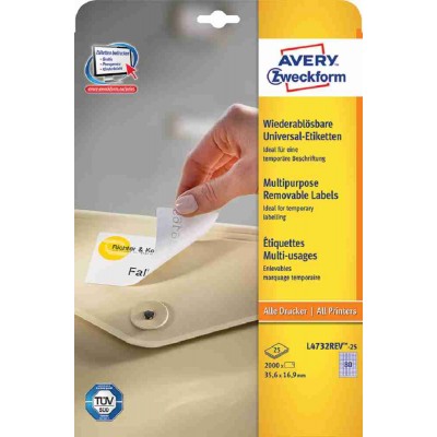 Avery Removable Multi-Purpose Labels 2000'S (35.6 x 16.9mm)