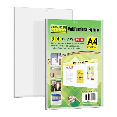 Acrylic Plastic Sign Holder A4V