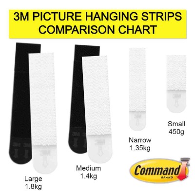 3M Command 17201BLK Damage-Free Picture Hanging Strips (Black) Medium 4’S