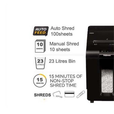 Fellowes Autofeed Shredder AutoMax-100M Mini Cross Cut 100 Sheets