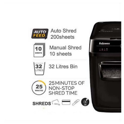Fellowes Autofeed Shredder AutoMax-200C Cross Cut 200 Sheets