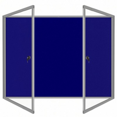 Enclosed Felt Noticeboard w/Open Acrylic Door & Lock (90 x 120cm) Aluminium Frame
