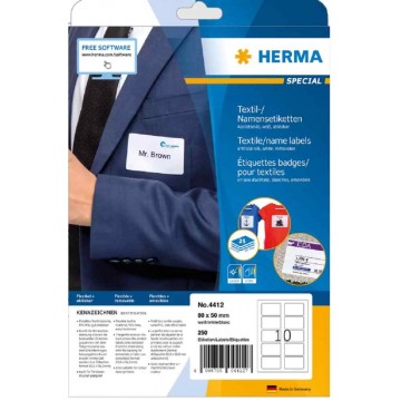 Herma Name/Textile Removable White Label A4 25'S (80 x 50mm) Herma Name/Textile Removable White Label A4 25'S (80 x 50mm)