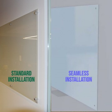 Magnetic Tempered Glass Board w/Spacers (100 x 200cm) Premium-White - With Seamless Installation  (No Wall Gap)