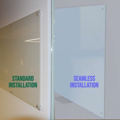 Magnetic Tempered Glass Board w/Spacers (100 x 200cm) Premium-White - With Seamless Installation  (No Wall Gap)