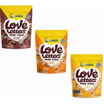 Julie's Wafer Cubes (24 Packets) 150g (Chocolate Hazelnut, Peanut Butter, Cheesy Duo)