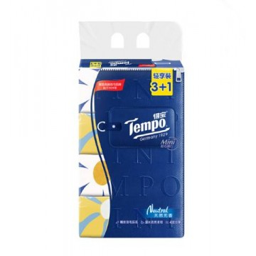 TEMPO Soft Pack Tissue Mini 4-Ply Unscented 4x80 Sheets
