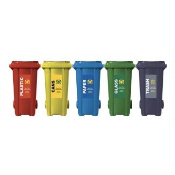 Mobile Waste Bin w/Recycle Label (470 x 540 x 940mm) 120L