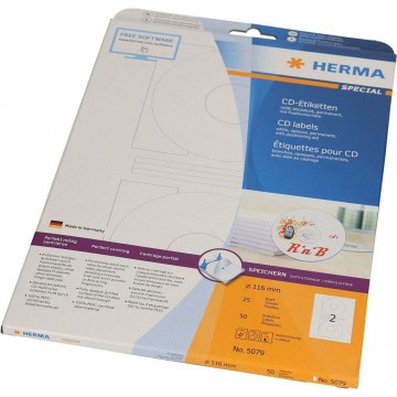Herma White CD Labels 50'S 116mm