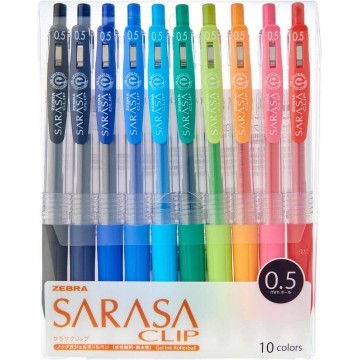 Zebra Sarasa Clip Gel Ink Pen 0.5mm Retractable 10'S