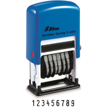 Shiny S-449 Self-Inking Number Stamp 4mm (Blue Ink) 9 Digits