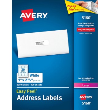Avery White Easy Peel Labels 3000'S (1