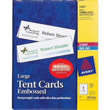 Avery Large Tent Cards (50 Cards) Embossed (3.5