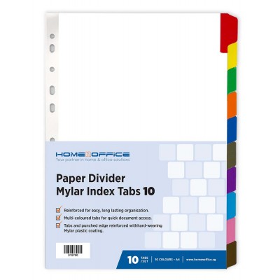 HnO Paper Divider Mylar Index Tabs (10 Colour) A4