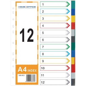 HnO PP Index Divider (12 Colour) A4 HnO PP Index Divider (12 Colour) A4