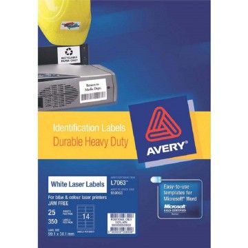 Avery Durable Heavy-Duty White Labels 350'S (99.1 x 38.1mm)