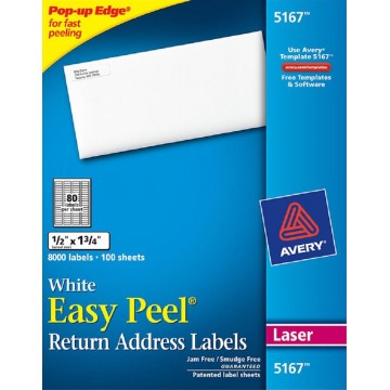 Avery White Easy Peel Labels 8000'S (0.5