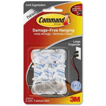 3M Command 17303CLR Damage-Free Hanging Clear Cord Organiser Large 2’S