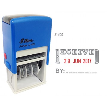 Shiny S-402 Self-Inking Date Stamp w/RECEIVED (Blue/Red Ink)