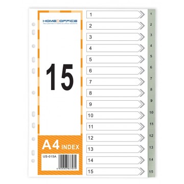 HnO PP Index Divider (1-15) A4 Grey