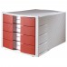 HAN File Cabinet 4 Drawers (368 x 294 x 235mm) Grey Red - 1