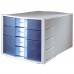 HAN File Cabinet 4 Drawers (368 x 294 x 235mm) Grey Translucent Blue - 1