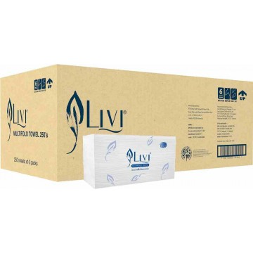 Livi 1-Ply M-Fold Hand Towel (16 Packs) 250 Sheets Livi 1-Ply M-Fold Hand Towel (16 Packs) 250 Sheets