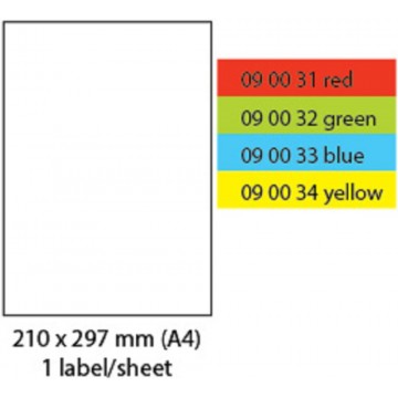 Mayspies Colour Labels 100'S A4 (210 x 297mm)