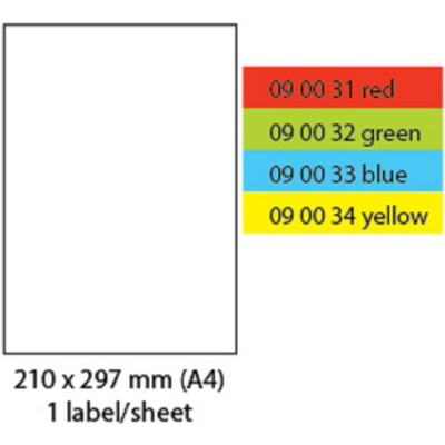Mayspies Colour Labels 100'S A4 (210 x 297mm)