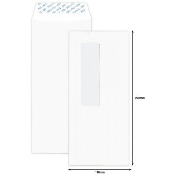 White Window Envelope DL (110 x 220mm) Peel & Seal 50'S