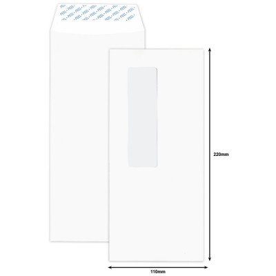 White Window Envelope DL (110 x 220mm) Peel & Seal 500'S